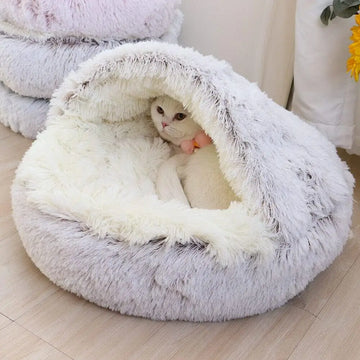 Soft Plush 2-in-1 Pet Bed & Cave