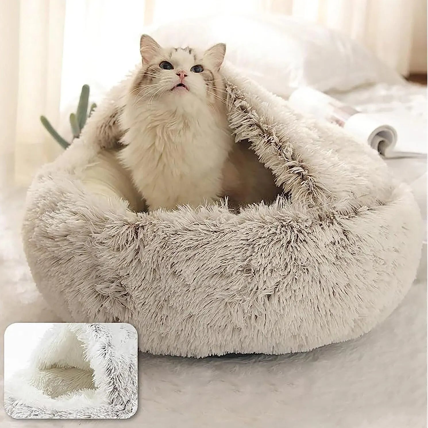 Soft Plush 2-in-1 Pet Bed & Cave