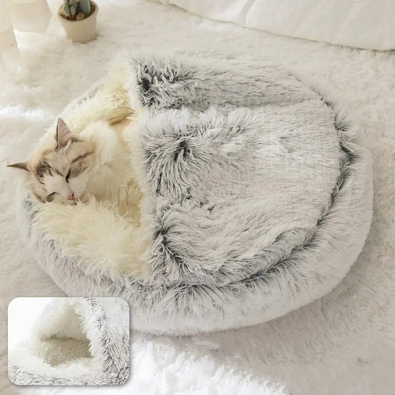 Soft Plush 2-in-1 Pet Bed & Cave