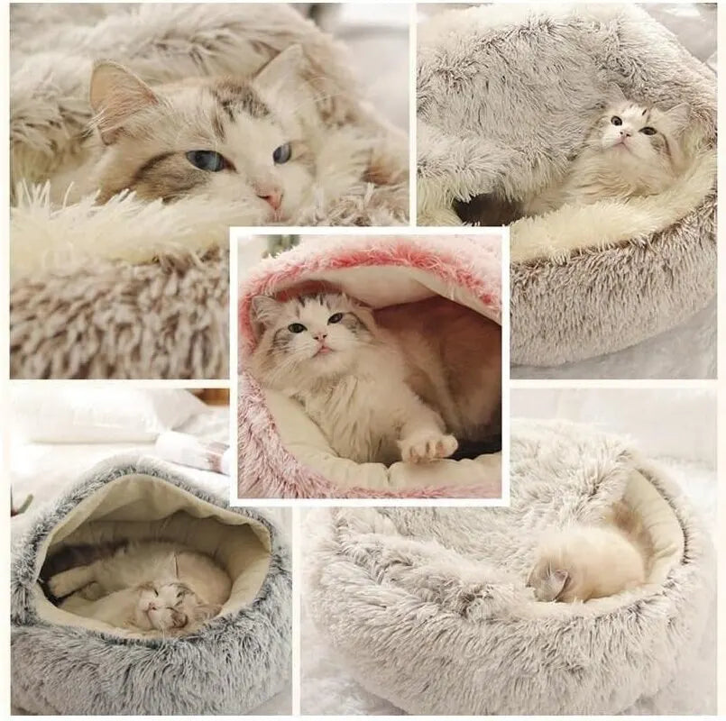 Soft Plush 2-in-1 Pet Bed & Cave