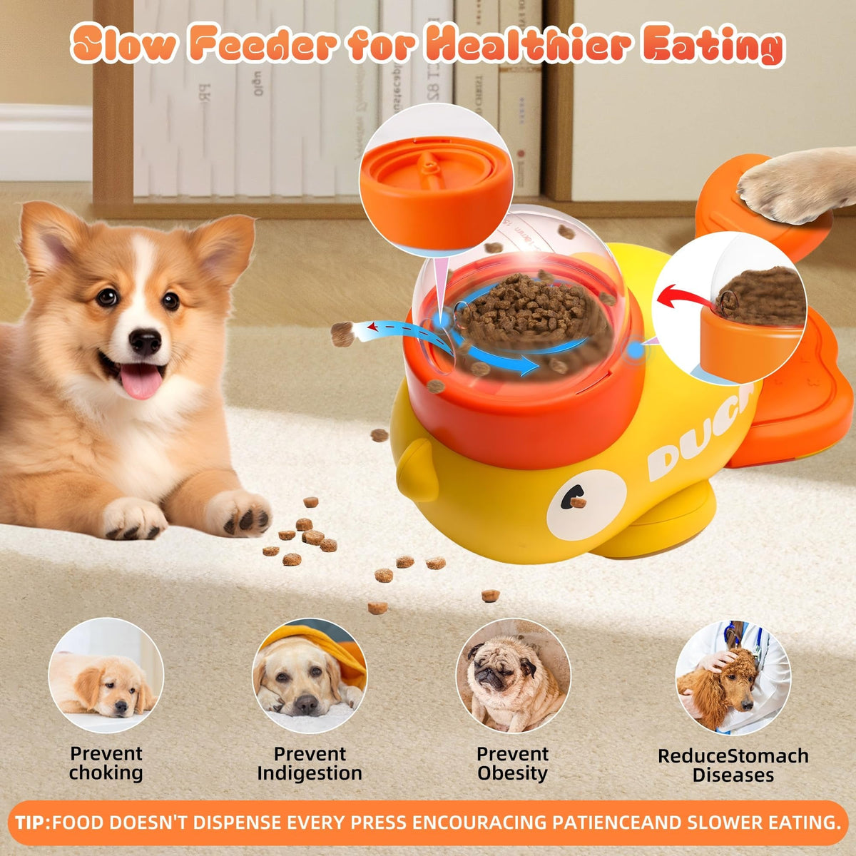 Duck Shaped Interactive Dog Treat Dispenser - Pawtopia-Shop